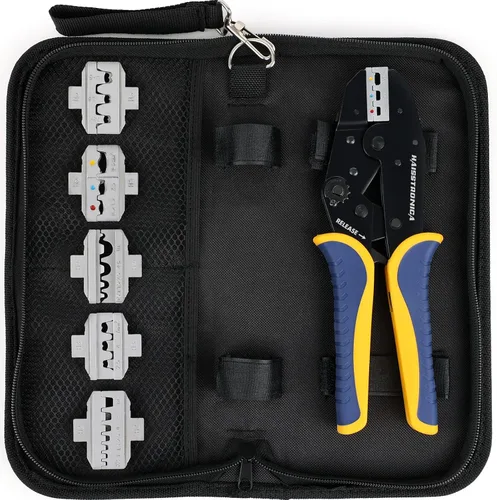 Vista 4 de haisstronica Kit de herramientas de crimpado 6 en 1, crimpadora profesional de alambre de trinquete con 6 troqueles intercambiables