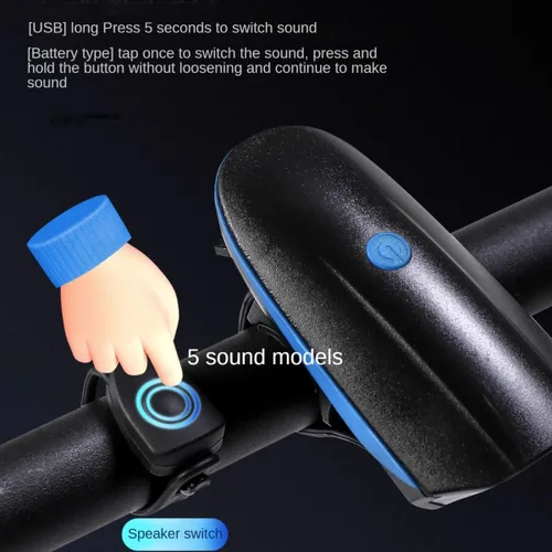 Vista 3 de Luces de bicicleta con juego de bocina USB recargable accesorios de bicicleta para niños adultos impermeable IPX5