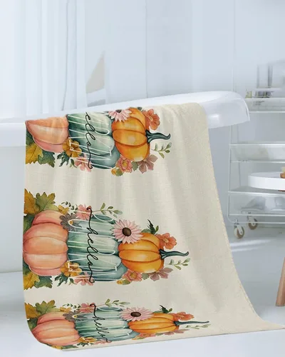 Vista 3 de Harvest Pumpkin Bath Towels for Bathroom Set - Luxury Towels Gifts for Women,Quick Dry Beach Kitchen Hand Hair Face Yoga Workout Gym Towel and Dish