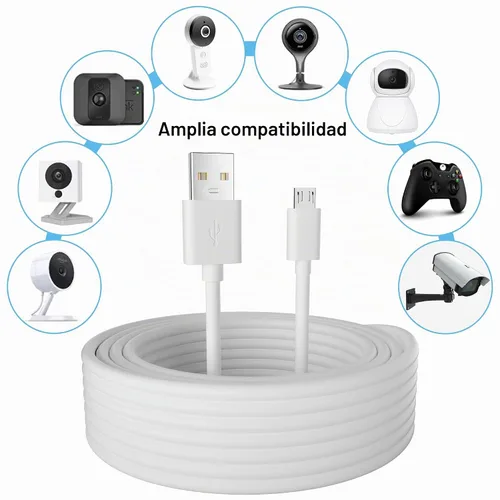 Vista 6 de Paquete de 2 cables de alimentación de extensión USB a micro USB de 20 pies, cable de carga largo, 21 AWG OFC, cobre sin oxígeno, compatible