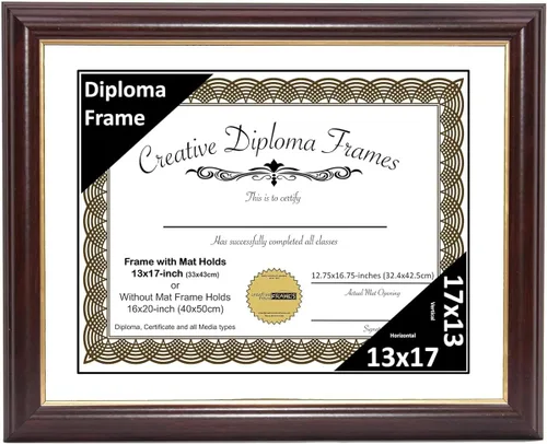 Vista 37 de Creative Picture Frames Marco para Diploma de Caoba con Borde Dorado de 12x16 pulgadas con Vidrio y Paspartú Negro y Colgadores de Pared Instalados