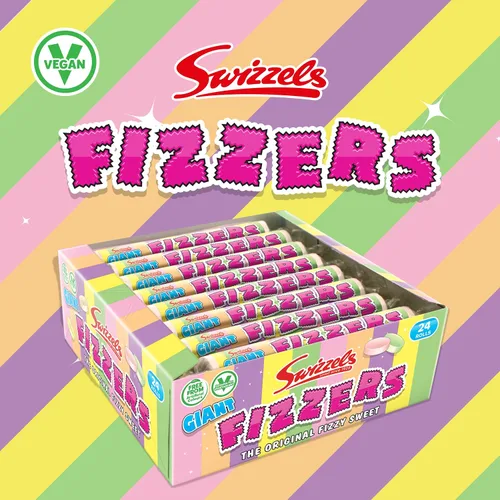 Vista 5 de Swizzels Giant Original Fizzers Sweet 24 rollos en caja