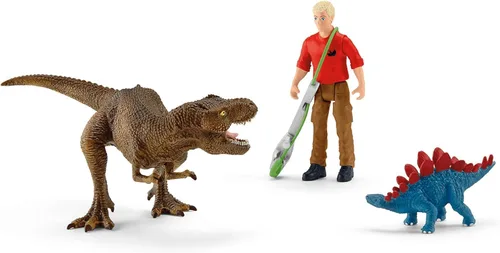 Vista 2 de Schleich Dinosaurs - Juego de 5 piezas de tiranosaurio Rex Attack - Juguete de dinosaurio para niños y niñas - Figuras de dinosaurio para niños a
