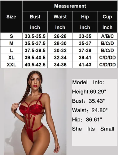 Vista 6 de Avidlove Lencería para mujer con brasier push up, lencería de una pieza con aros