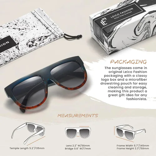 Vista 26 de Gafas de sol de gran tamaño con parte superior plana para mujer, diseño cuadrado grande, retro, gafas de sol