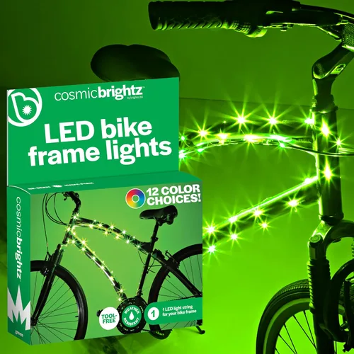 Vista 17 de Brightz CosmicBrightz - Cuerda de luz LED para marco de bicicleta, cuerda de 6.5 pies, funciona con pilas con interruptor de encendido/apagado
