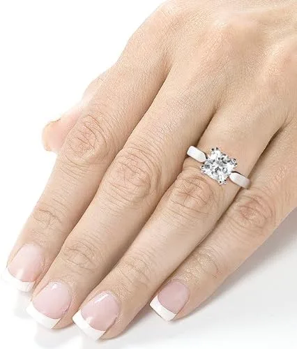 Vista 5 de Kobelli Anillo de compromiso con solitario moissanita de talla cojín 2 CTW oro blanco de 14 k