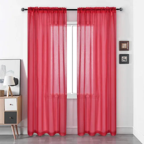 Vista 8 de DUALIFE - Cortinas transparentes de 54 pulgadas de largo, paneles de privacidad de gasa para ventanas, cortinas de lino semitransparentes