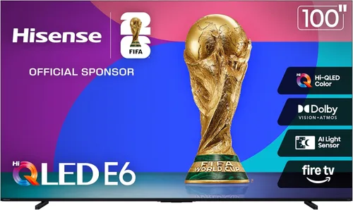 Vista 27 de Hisense 43" Serie E6 Cinema Hi-QLED 4K UHD Smart Fire TV (43E6QF, modelo 2025) - Sensor de luz AI, Dolby Vision · Atmos, control remoto por voz