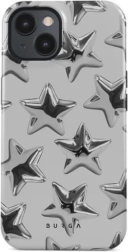 Vista 27 de BURGA-Funda p/teléfono compatible c/iPhone 14 Plus, carcasa rígida híbrida de 2 capas + Funda protectora de silicona, almendras latte a lunares