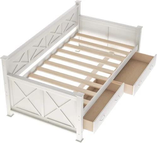 Vista 7 de Bellemave Marco de sofá cama individual con cajones de almacenamiento, plataforma de madera, sofá cama capitán para niños, dormitorio, sala de estar