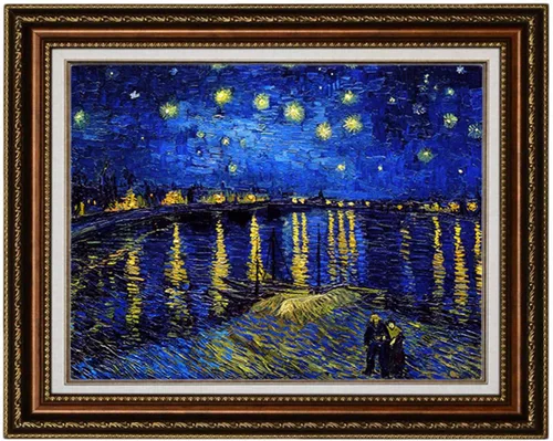 Vista 11 de ELITEAART- La noche estrellada por Vincent Van Gogh, pintura al óleo, reproducción de pintura al óleo, impresión en lienzo giclée, tamaño marcado