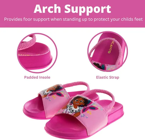 Vista 3 de Disney Minnie Mouse, Encanto, Mickey, Lightning McQueen, Frozen Elsa Anna Girl - Sandalias de verano para niños con correa trasera para playa