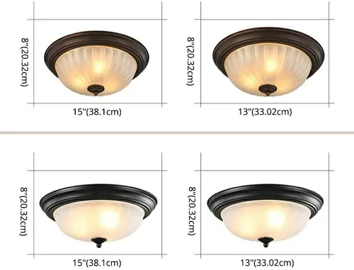 Vista 5 de Lámpara de techo semiempotrada, lámpara de techo con forma de cúpula de vidrio estilo vintage, lámpara de techo empotrada para vestíbulo, Negro