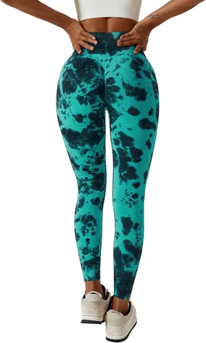 Vista 4 de Leggings con levantamiento de glúteos para mujer, sin costuras, de cintura alta, pantalones de yoga, leggings fruncidos