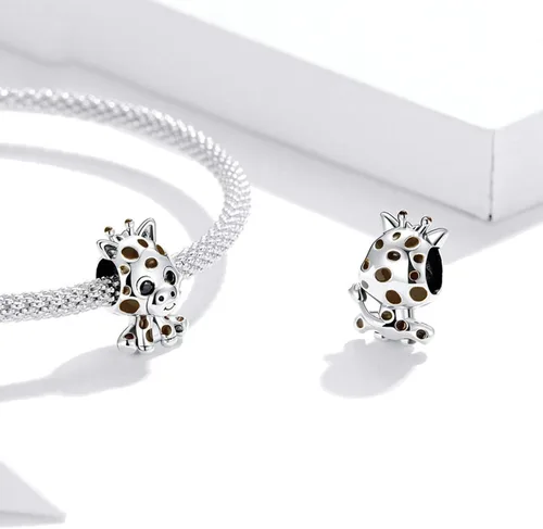 Vista 3 de Abalorio de plata de ley 925 con forma de jirafa y mono, para perro, para pulsera de pandora