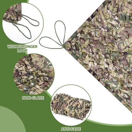 Vista 2 de Camo Netting Camouflage Netting with Mesh Backing Military Camo Nets Sunshade Fence Tarp Net Lightweight Great for Duck Hunting Blind Shooting