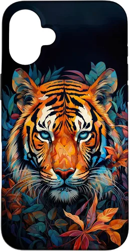 Vista 23 de Watercolor Tiger Face Design Wild Animal Big Cat Tiger Case for iPhone 17
