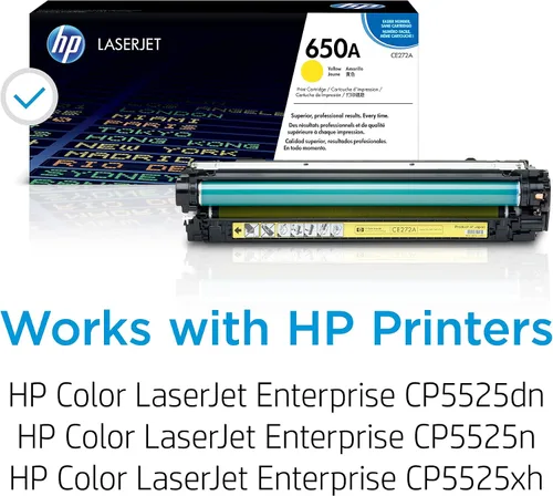 Vista 2 de HP Cartucho de tóner amarillo 650A Funciona Color LaserJet Enterprise CP5525 Series CE272A