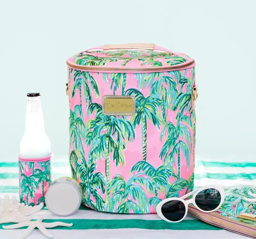 Vista 3 de Lilly Pulitzer Enfriador de playa suave aislado con correa ajustable/extraíble y cierre de cremallera doble