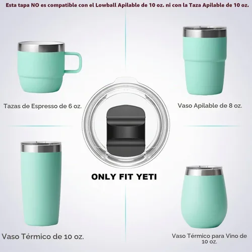 Vista 3 de Repuesto de tapa para vaso de vino de 10 onzas, paquete de 2 tapas magnéticas deslizantes compatibles con YETI de 6 onzas, taza apilable de 8 onzas