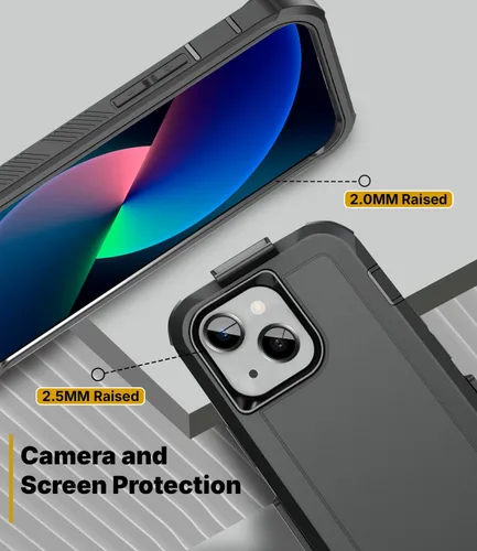 Vista 9 de MOTIVE Funda diseñada para iPhone 13 con clip para cinturón, funda resistente de grado militar, funda de protección resistente para hombres, diseño