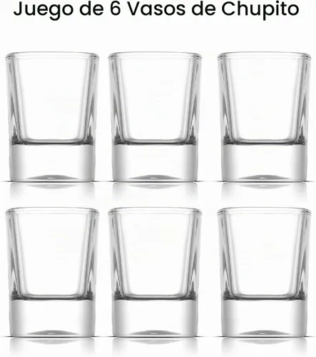 Vista 3 de JoyJolt Set de 6 vasos de trago corto de base pesada, vasos de tragos de 2 onzas