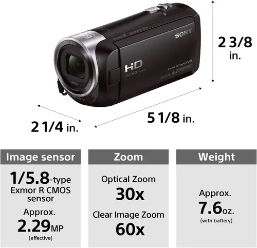 Vista 2 de Sony Videocámara manual HDRCX405 grabadora de video HD