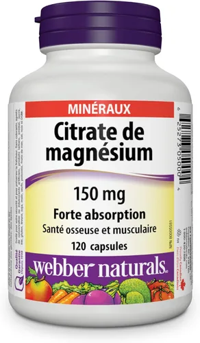 Vista 2 de Webber Naturals Citratos de magnesio de alta absorción 150 mg 120 cápsulas