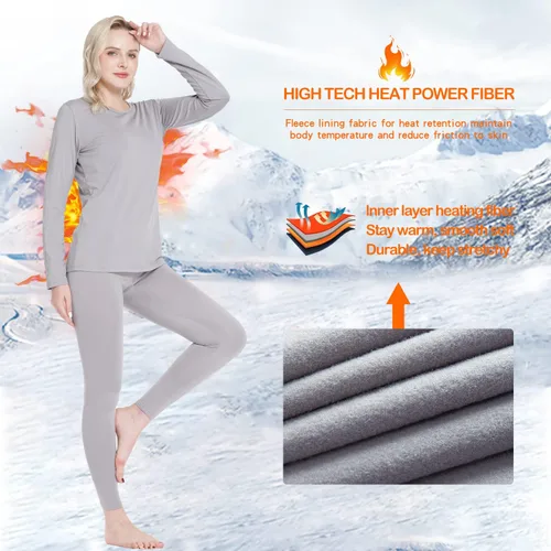 Vista 2 de JTANIB Ropa interior térmica para mujer con forro polar básico largo ultra suave S-XXL