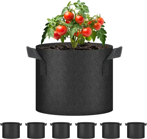 Vista 21 de HealSmart Paquete de 6 bolsas de cultivo no tejidas de 1 galón, macetas de tela de aireación con asas, adecuadas para frutas de jardín, verduras