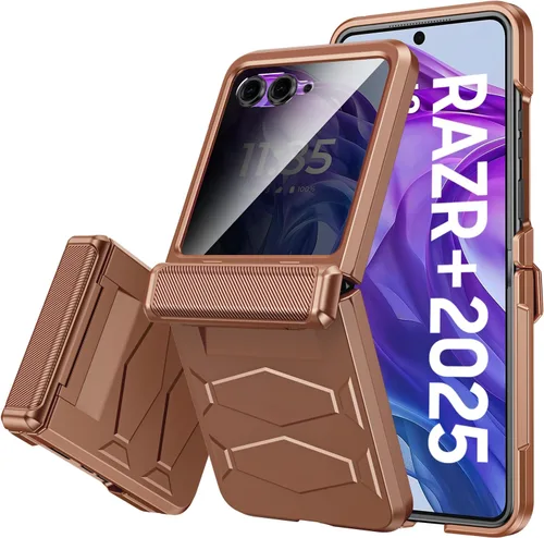 Vista 29 de Vizvera para Motorola Razr 2024 - Funda con tapa con bisagra, protector de pantalla incorporado, a prueba de golpes, funda todo en uno para Negro