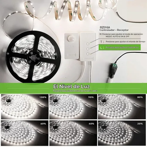 Vista 2 de RAYZEEK - Tira de luces LED con sensor de movimiento inalámbrico de 19.7 Blanco frío