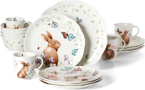 Vista 10 de Lenox 893456 Mariposa Prado Conejo Salero y Pimentero, Vajilla de Pascua