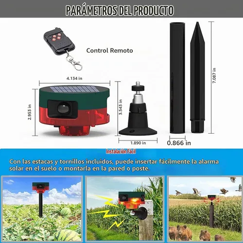 Vista 9 de Luces de alarma de seguridad con sensor solar para exteriores, detector de movimiento de 360°, luz estroboscópica intermitente, lámpara de Rojo 1