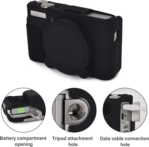 Vista 6 de Rieibi SX740 - Funda de silicona para cámara Canon Powershot SX740/SX730, funda protectora de silicona compatible con cámara digital Canon Negro