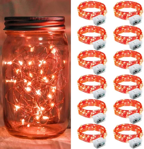 Vista 41 de Paquete de 6 luces de hadas a pilas con temporizador remoto, 8 modos de iluminación, 7 pies, 20 luces LED impermeables para Halloween, Navidad