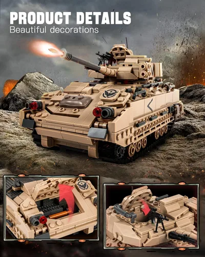 Vista 6 de dOvOb Juego de Construcción de Tanque Militar M2 Bradley (1350 PIEZAS), Juguete de Construcción de Vehículo de Combate de Infantería del Ejército
