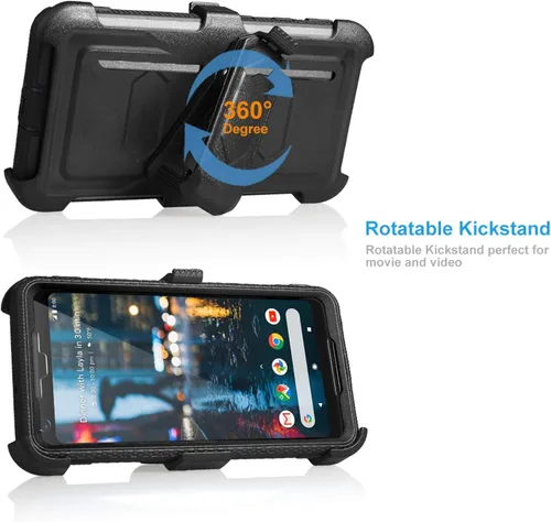 Vista 2 de Funda para Samsung Galaxy A10e, resistente, a prueba de golpes, pantalla integrada, protección de cuerpo completo, con clip giratorio para cinturón