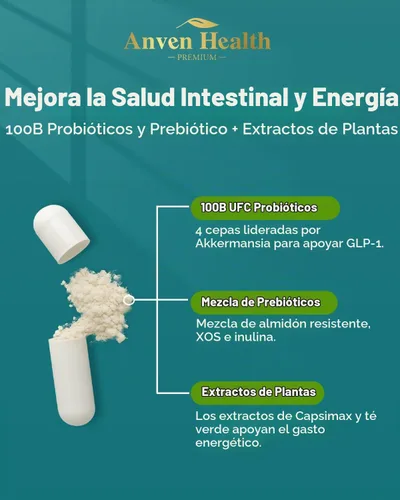 Vista 6 de GLP-1 Akkermansia Probióticos 100 mil millones de UFC metabolismo intestinal Akk Glp