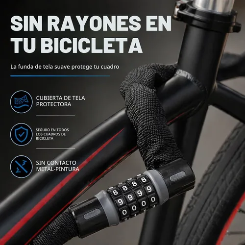 Vista 5 de Revas - Cerradura de bicicleta resistente con combinación de 5 dígitos antirrobo Cerradura de seguridad resistente a la intemperie y a los cortes