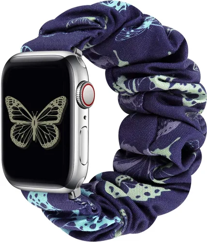 Vista 9 de Greatfine - Correa elástica para reloj Apple Watch Scrunchie de 38mm 40mm 42mm 44mm, correa elástica suave, con iWatch Series 6 SE 5 4 3 2 1, S L