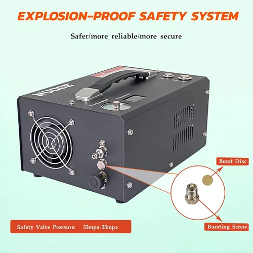 Vista 6 de Pcp Compresor de aire, 4500Psi 30Mpa Auto-Stop Powered by Car 12V DC o Home 110V AC W/Convertidor Paintball/Buceo Tanque Compresor Bomba