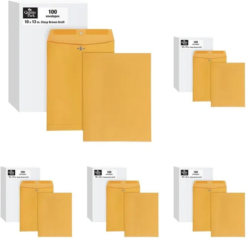 Vista 8 de Quality Park sobres con broche de 10 x 13, adhesivo engomado activado por humedad para sello seguro permanente, papel de 28 lb, marrón kraft