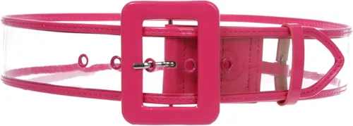 Vista 12 de Cinturón transparente de gelatina transparente de charol con ribete de color de 2 pulgadas de ancho para mujer Negro