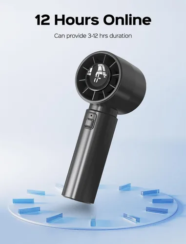 Vista 7 de Ventilador de mano portátil: refrigeración de alta velocidad, mini ventilador recargable por USB con batería de 4000 mAh, 12 horas de duración