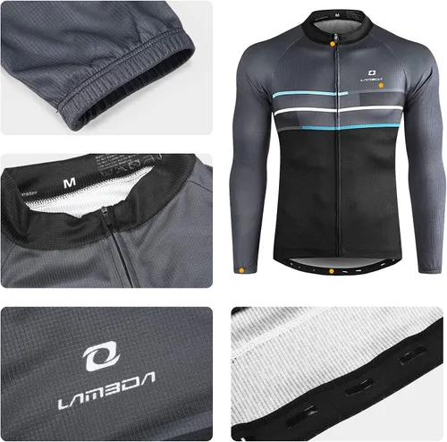 Vista 3 de LAMEDA Cycling Jersey Mens Long Sleeves Athletic Bicycle Mountain Bike
