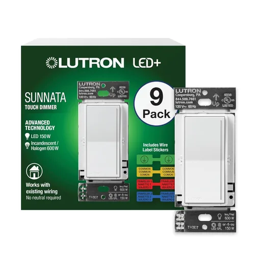 Vista 13 de Lutron Sunnata Interruptor accesorio de encendido/apagado, solo para uso con reguladores LED+ Sunnata, ST-AS-BL, Negro
