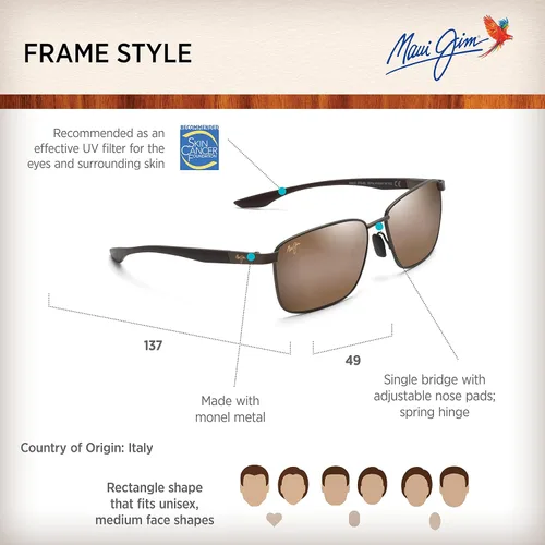 Vista 6 de Maui Jim Lentes de sol rectangulares polarizados Kaala para hombre y mujer