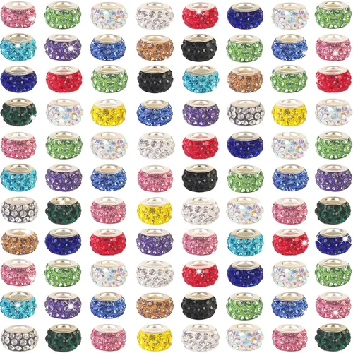 Vista 20 de 60 Piezas Cuentas Espaciadoras de Agujero Grande Cuentas Negras Surtidas Europeas para Manualidades Cuentas Grandes de Agujero Grande Lampwork